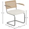 Buy Dining Chair Natural Rattan Lattice Back Boucle Design with Armrest - Jya White 60538 in the United Kingdom