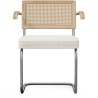 Buy Dining Chair Natural Rattan Lattice Back Boucle Design with Armrest - Jya White 60538 - in the UK
