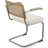 Buy Dining Chair Natural Rattan Lattice Back Boucle Design with Armrest - Jya White 60538 with a guarantee