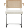 Buy Dining Chair Natural Rattan Lattice Back Boucle Design with Armrest - Jya White 60538 at MyFaktory