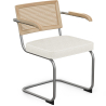 Buy Dining Chair Natural Rattan Lattice Back Boucle Design with Armrest - Jya White 60538 - in the UK