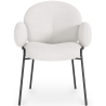 Buy Dining Chair with Armrests - Bouclé Fabric Upholstery - Toler White 60626 - in the UK