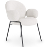 Buy Dining Chair with Armrests - Bouclé Fabric Upholstery - Toler White 60626 - prices