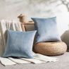 Buy Pack of 4 velvet cushions - cover and filling - Lenay Dark blue 60632 in the United Kingdom