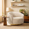 Buy Curved Design Armchair - Upholstered in Velvet - Treya White 60647 - prices