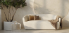 Buy Curved Sofa - 2 Seater - Boucle Fabric - Curva White 60629 - prices