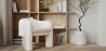 Buy Design Armchair - Bouclé Fabric Upholstered Armchair - Devon White 60701 - prices