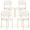 Buy Pack of 4 - Dining Chair - Upholstered in Bouclé Fabric - Golden Metal - Martha White 61006 - in the UK