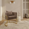 Buy Dining Chair - With armrests - Upholstered in Velvet - Vittoria Taupe 61009 - prices