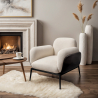 Buy Bouclé Fabric Upholstered Armchair - Greda White 61021 - prices