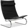 Buy Armchair Upholstered in Black Leather with Metal Frame – Modern and Durable Design Black 16830 at MyFaktory