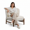 Buy Bouclé Fabric and Wood Armchair - Ebbe White 61135 in the United Kingdom