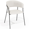 Buy Dining chair - Upholstered in Bouclé Fabric - Lona White 61149 at MyFaktory