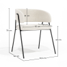 Buy Dining chair - Upholstered in Bouclé Fabric - Manar White 61153 in the United Kingdom