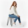 Buy Hairpin Stool - 42cm - Light wood and metal Bronze 61217 at MyFaktory