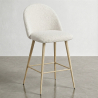 Buy Stool Upholstered in Bouclé Fabric - Scandinavian Design - 66cm - Bennett White 61285 in the United Kingdom