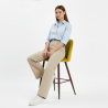 Buy Velvet Upholstered Stool - Scandinavian Design - 66cm -  Bennett Yellow 61287 home delivery