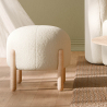 Buy Low Stool Upholstered in Bouclé - Round White 61251 - prices