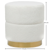 Buy Round Pouf Upholstered in Bouclé Fabric - Leta White 61299 - prices