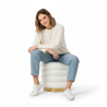 Buy Round Pouf Upholstered in Bouclé Fabric - Leonora White 61301 in the United Kingdom
