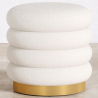 Buy Round Pouf Upholstered in Bouclé Fabric - Leonora White 61301 home delivery