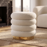 Buy Round Pouf Upholstered in Bouclé Fabric - Leonora White 61301 with a guarantee