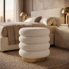 Buy Round Pouf Upholstered in Bouclé Fabric - Leonora White 61301 at MyFaktory