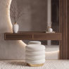 Buy Round Pouf Upholstered in Bouclé Fabric - Leonora White 61301 - prices