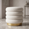 Buy Round Pouf Upholstered in Bouclé Fabric - Leonora White 61301 - in the UK