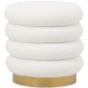 Buy Round Pouf Upholstered in Bouclé Fabric - Leonora White 61301 - prices
