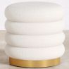 Buy Round Pouf Upholstered in Bouclé Fabric - Leonora White 61301 - in the UK
