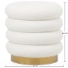 Buy Round Pouf Upholstered in Bouclé Fabric - Leonora White 61301 home delivery