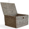 Buy Natural Fiber Basket with Lid - 40x30CM - Vernui Brown 61313 in the United Kingdom
