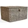 Buy Natural Fiber Basket with Lid - 40x30CM - Vernui Brown 61313 - prices