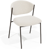 Buy Dining chair - Upholstered in Bouclé Fabric - Black Metal - Vara White 61332 in the United Kingdom