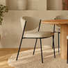 Buy Dining chair - Upholstered in Bouclé Fabric - Black Metal - Vara White 61332 - prices