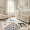 Buy Large Kids Sleeping Bear Design Carpet - Blue and Grey (290x200 cm) - Ayda Blue 61440 - in the UK
