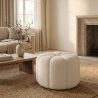 Buy Round Ottoman Upholstered in Bouclé Fabric - Debri White 61306 in the United Kingdom