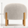 Buy Round Corduroy Upholstered Pouf with Natural Wood Legs - Merv Ivory 61450 at MyFaktory