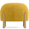 Buy Round Corduroy Upholstered Pouf with Natural Wood Legs - Merv Mustard 61450 - in the UK