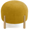 Buy Round Corduroy Upholstered Pouf with Natural Wood Legs - Merv Mustard 61450 - in the UK