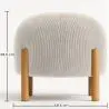 Buy Round Corduroy Upholstered Pouf with Natural Wood Legs - Merv Ivory 61450 - prices