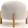 Buy Round Corduroy Upholstered Pouf with Natural Wood Legs - Merv Ivory 61450 home delivery