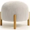 Buy Round Corduroy Upholstered Pouf with Natural Wood Legs - Merv Ivory 61450 with a guarantee