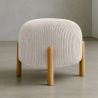 Buy Round Corduroy Upholstered Pouf with Natural Wood Legs - Merv Ivory 61450 at MyFaktory