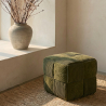 Buy Square Corduroy Upholstered Pouf - Modern Design - Dice Ivory 61451 in the United Kingdom