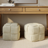 Buy Square Corduroy Upholstered Pouf - Modern Design - Dice Ivory 61451 in the United Kingdom