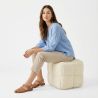 Buy Square Corduroy Upholstered Pouf - Modern Design - Dice Ivory 61451 at MyFaktory