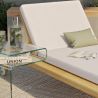 Buy Teak Wood Sun Lounger with Cushion - Beth Natural 61329 in the United Kingdom