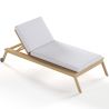 Buy Teak Wood Sun Lounger with Cushion - Beth Natural 61329 home delivery